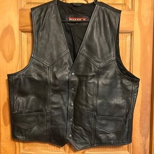 Men’s Black Snap Front Leather Vest Size 48